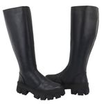 Bota Couro Legitimo Cano Longo Laura Preta