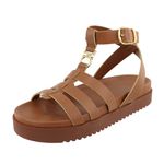 Sandália Flatform Gladiadora Virginia Caramelo