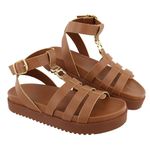 Sandália Flatform Gladiadora Virginia Caramelo