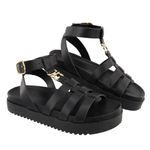 Sandália Flatform Gladiadora Virginia Preta