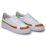 Tênis Vegano Branco/Laranja/Dourado Metalizado 7701