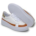 Tênis Vegano Branco/Laranja/Dourado Metalizado 7701