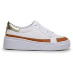 Tênis Vegano Branco/Laranja/Dourado Metalizado 7701