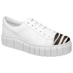 Tênis Casual Couro Premium Cotton Branco/Pelo Zebra 1802