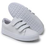 Tênis Slip On Couro Legitimo Fly Branco Metalizado 2900