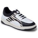 Tênis Casual Couro Premium Branco Preto Pelo Onça/ Zebra 2001