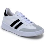 Tênis Casual Couro Premium Paris Branco Verde 2042