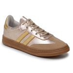 Tênis Casual Couro Premium Plume Glace Craquele Dourado 2042