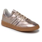 Tênis Casual Couro Premium Plume Glace Craquele Dourado 2042