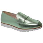 Mocassim Couro Premium Confort Metalizado Verde Acqua 6002