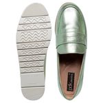 Mocassim Couro Premium Confort Metalizado Verde Acqua 6002