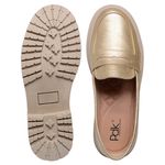 Mocassim Couro Premium Confot Metalizado Dourado 6003