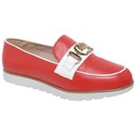 Mocassim Couro Premium Confort Vermelho Tomate/Fly Branco 6005