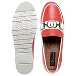 Mocassim Couro Premium Confort Vermelho Tomate/Fly Branco 6005