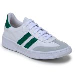 Tênis Casual Couro Premium Paris Branco Verde 2042