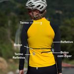 Camisa Sol Training Feminino Manga Longa Amarelo e Preto
