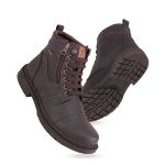 Bota Coturno Masculino Casual Social Zíper Lateral Defender Pedway Café