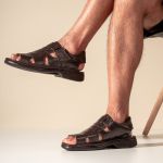 Sandália Comfort Masculino em Couro Café