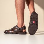 Sandália Comfort Masculino em Couro Café