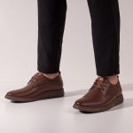 Sapato Casual Derby Masculino Em Couro Café