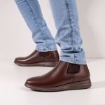 Botina Masculina Ultra Comfort em Couro Café
