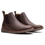 Botina Masculina Ultra Comfort em Couro Rústico Café