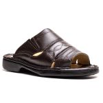 Chinelo Comfort Masculino em Couro Café