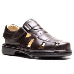 Sandália Comfort Masculino em Couro Café