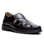 Sandália Comfort Masculino em Couro Preto