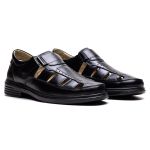 Sandália Comfort Masculino em Couro Preto