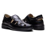 Sandália Comfort Masculino em Couro Preto