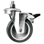 Rodizio Giratório PVC L12 75mm para até 60kg com Freio G e Espiga Roscada 1/2Pol.Schioppa GLE 312 BP G 60KG