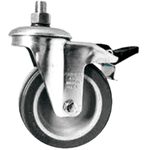 Rodizio Giratório PVC L12 125mm para até 75kg com Freio G e Espiga Roscada 1/2Pol. Schioppa GLE 512 BP G 75KG
