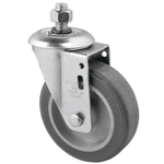 Rodizio Giratório PVC L12 100mm para até 65kg com Espiga Roscada 1/2Pol. Schioppa GLE 412 BP 65KG