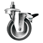Rodizio Giratório PVC L12 100mm para até 65kg com Freio G e Espiga Roscada 1/2Pol. Schioppa GLE 412 BP G 65KG