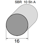 Borracha Esponjosa Redonda 16mm