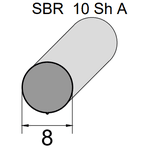 Borracha Esponjosa Redonda 8mm