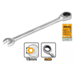 Chave Combinada Com Catraca Ingco 19mm Em Aco Cr-v e Corpo Cromado