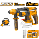 Martelete Rotativo Brushless Ingco 2j Sds Plus a Bateria 20v Linha P20s
