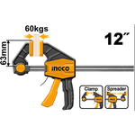 Grampo Tipo Sargento de Aperto Rapido Ingco 63x300mm (12pol) 60kg