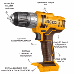 Parafusadeira e Furadeira Ingco 3/8 a Bateria (nao Acompanha) 20v Linha P20s
