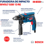 Furad Imp Gsb 13 Re 750w 110v ou 220v + 23ac