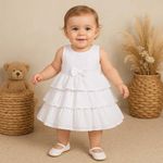 Vestido Batizado Camadas Bordado Inglês