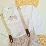 Conjunto Batizado Oxford Bege