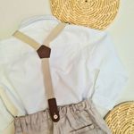 Conjunto Batizado Oxford Bege