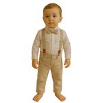 Conjunto Batizado Oxford Bege