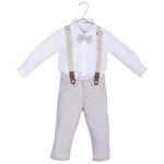 Conjunto Batizado Oxford Bege