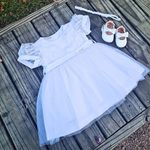 Vestido Batizado Renda Com Pérolas e Tule