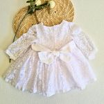 Vestido Batizado Manga Longa Bordado Inglês
