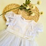Vestido Batizado Renda Com Pérolas e Tule